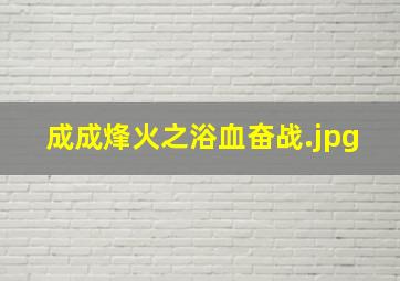 成成烽火之浴血奋战