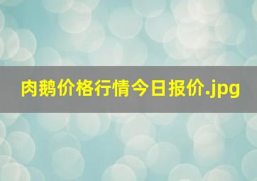 肉鹅价格行情今日报价