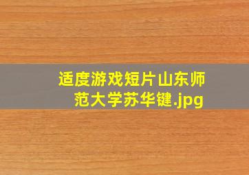 适度游戏短片山东师范大学苏华键