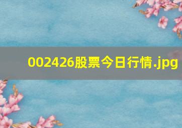 002426股票今日行情