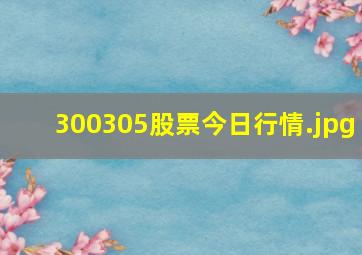 300305股票今日行情